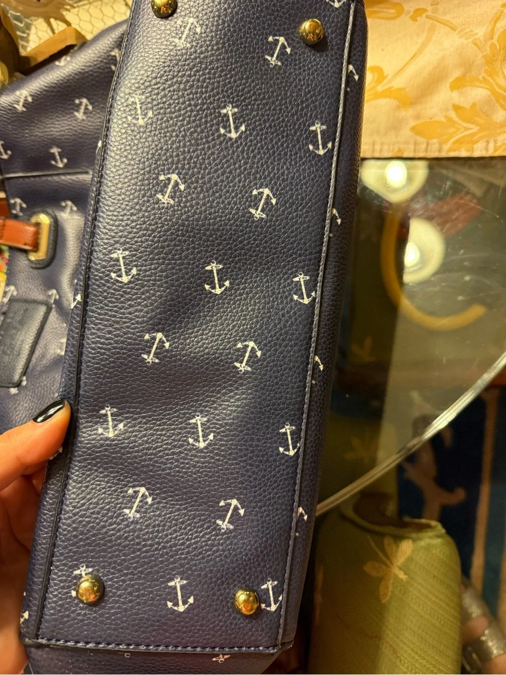 G.H. Bass & Co. Navy and White Anchor Print Tote